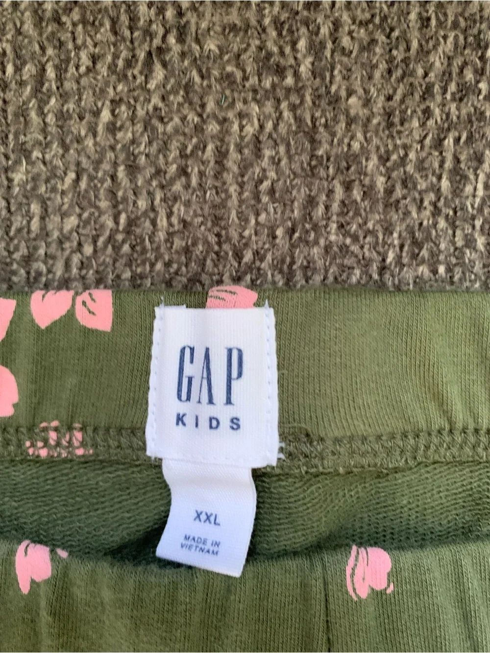GAP Kids Olive Green Leggings with Pink Floral Accents